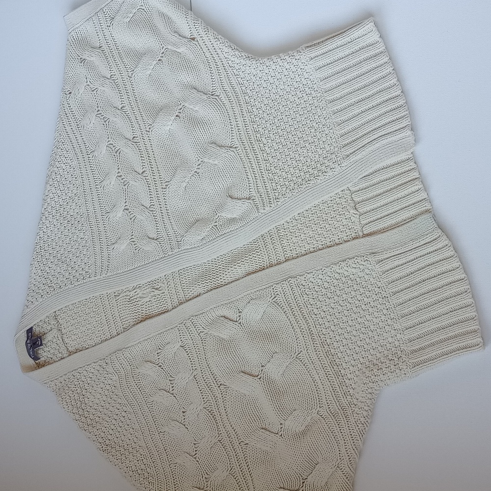 Tinley Road Ivory Cream Cabled Open Cotton Cardigan Medium